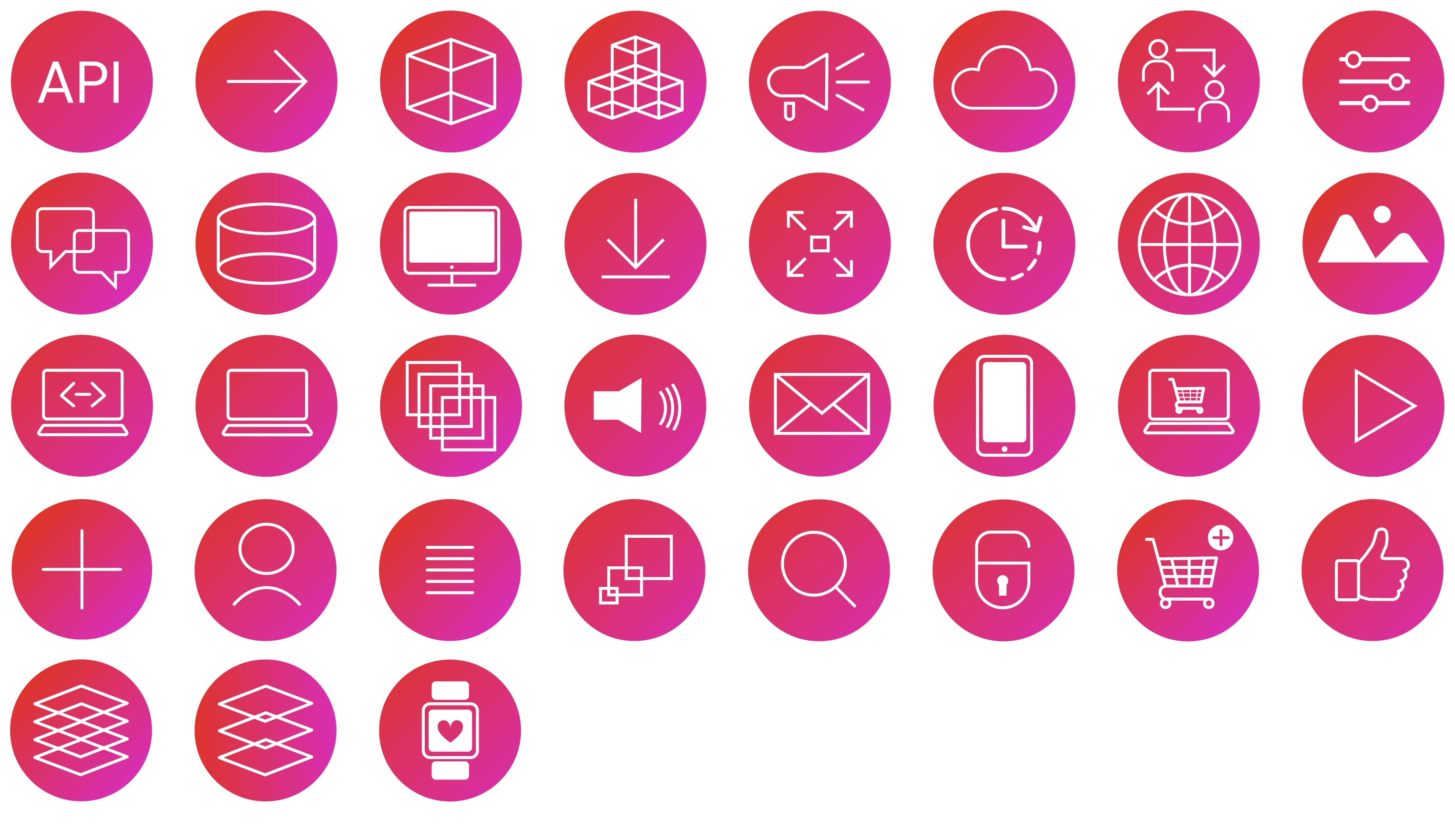 Exemple d'icônes graphiques aux couleurs de la marque CoreMedia