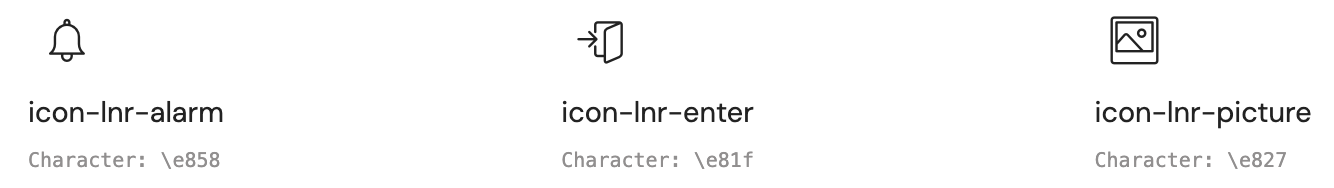 Icônes pour l'exemple de code