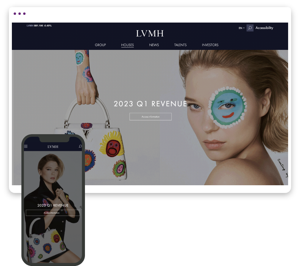 LVMH desktop mobile site page screenshot 