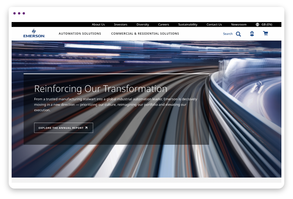 EMERSON desktop site page screenshot 
