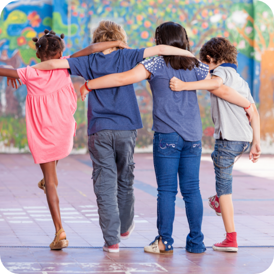 SOS stock image children linking arms square 