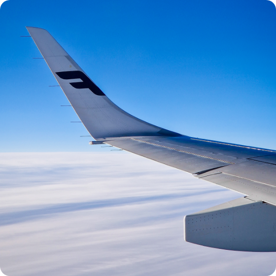 Finnair airplane wing
