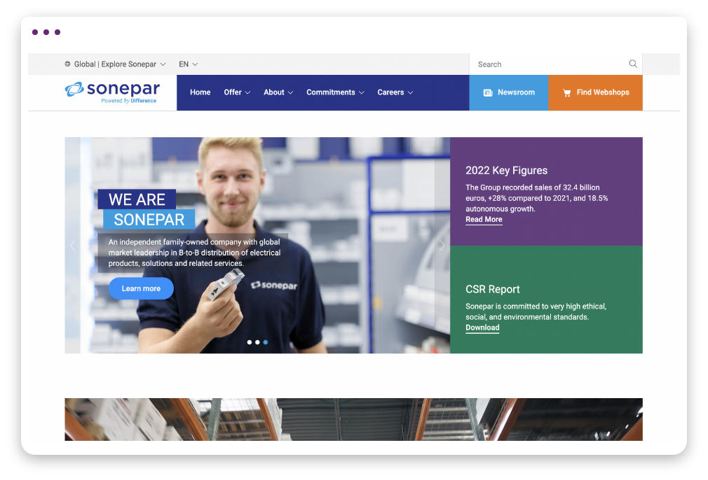 SONEPAR desktop site page screenshot 
