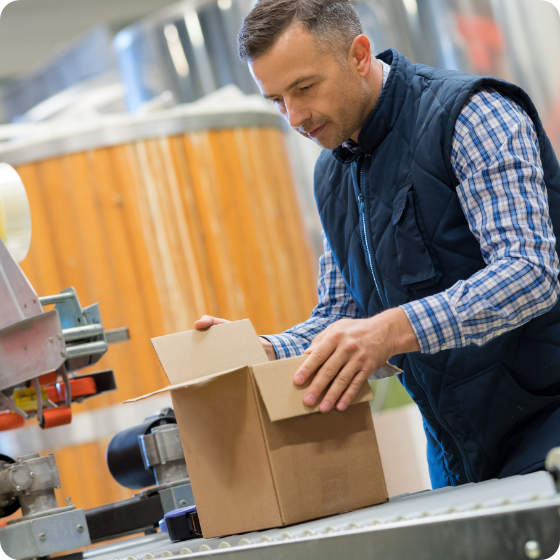 Man opening a box