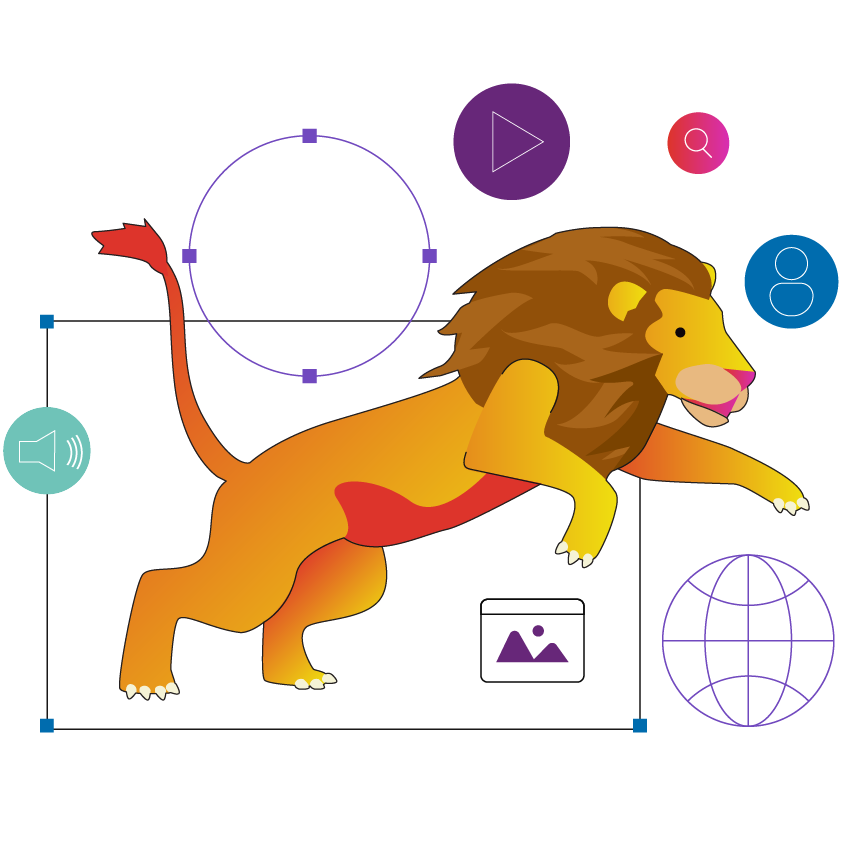 Real time personalisation lion leaping badge square 2