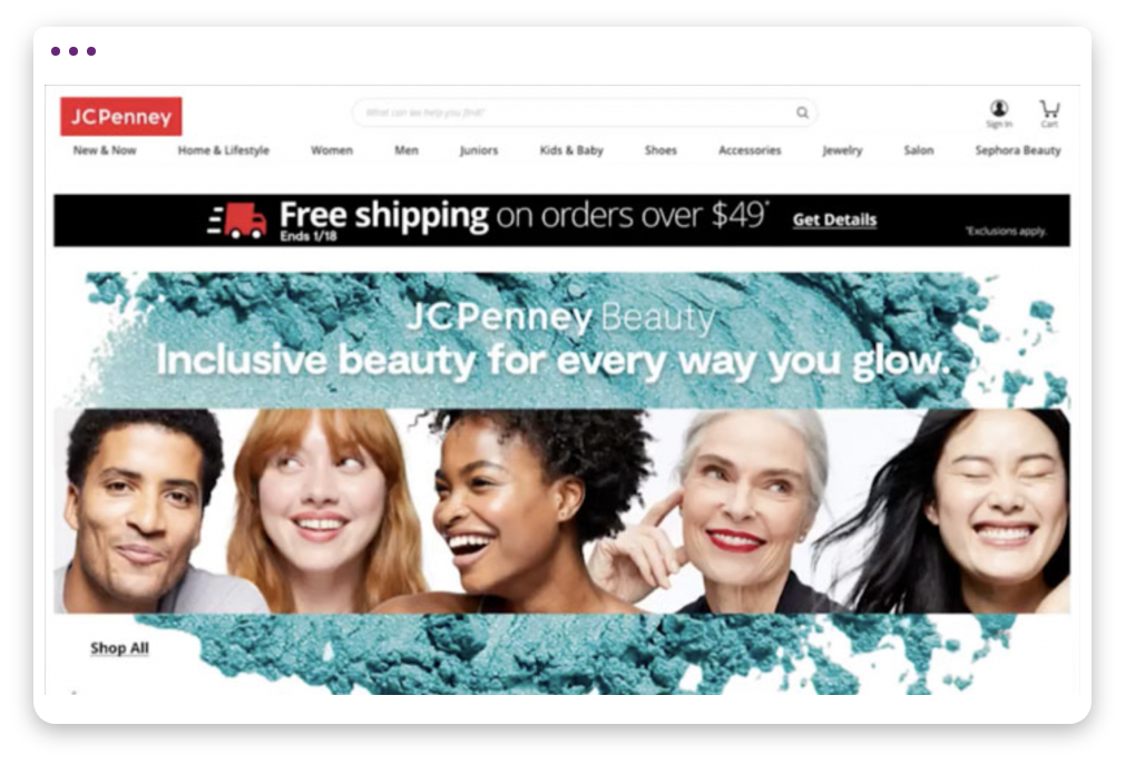 JCPENNY desktop site page screenshot 