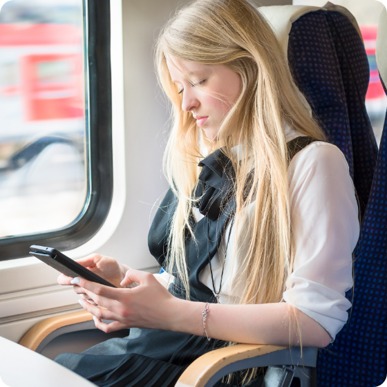 Woman on a train