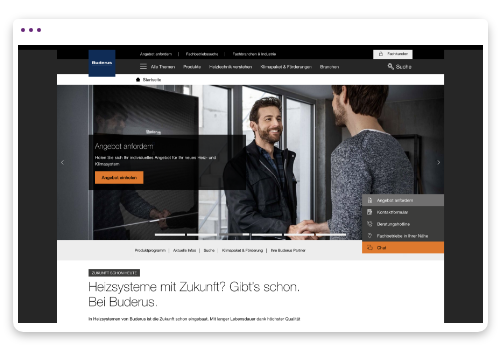 Bildschirmfoto der Buderus Desktop-Seite