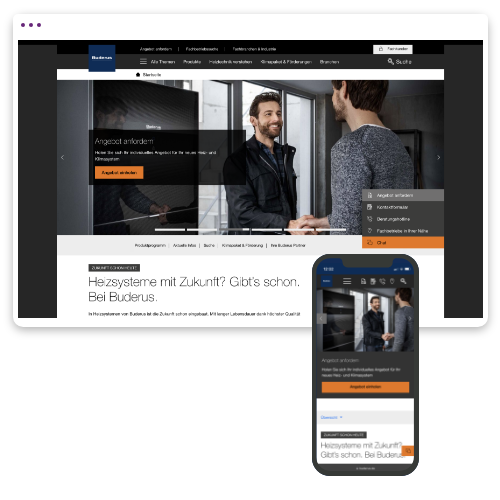 Screenshot der Buderus-Desktop-Seite und für mobile Geräte