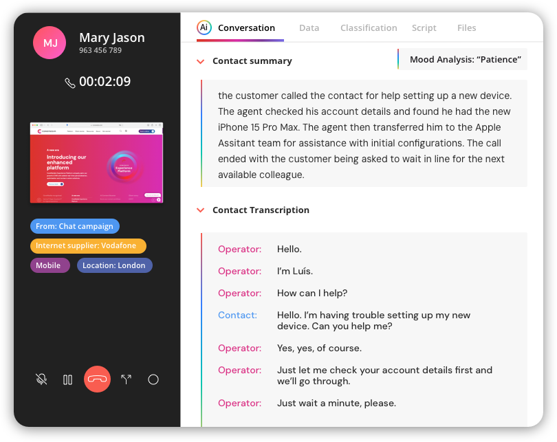 Call Transcription & AI Contact Classification