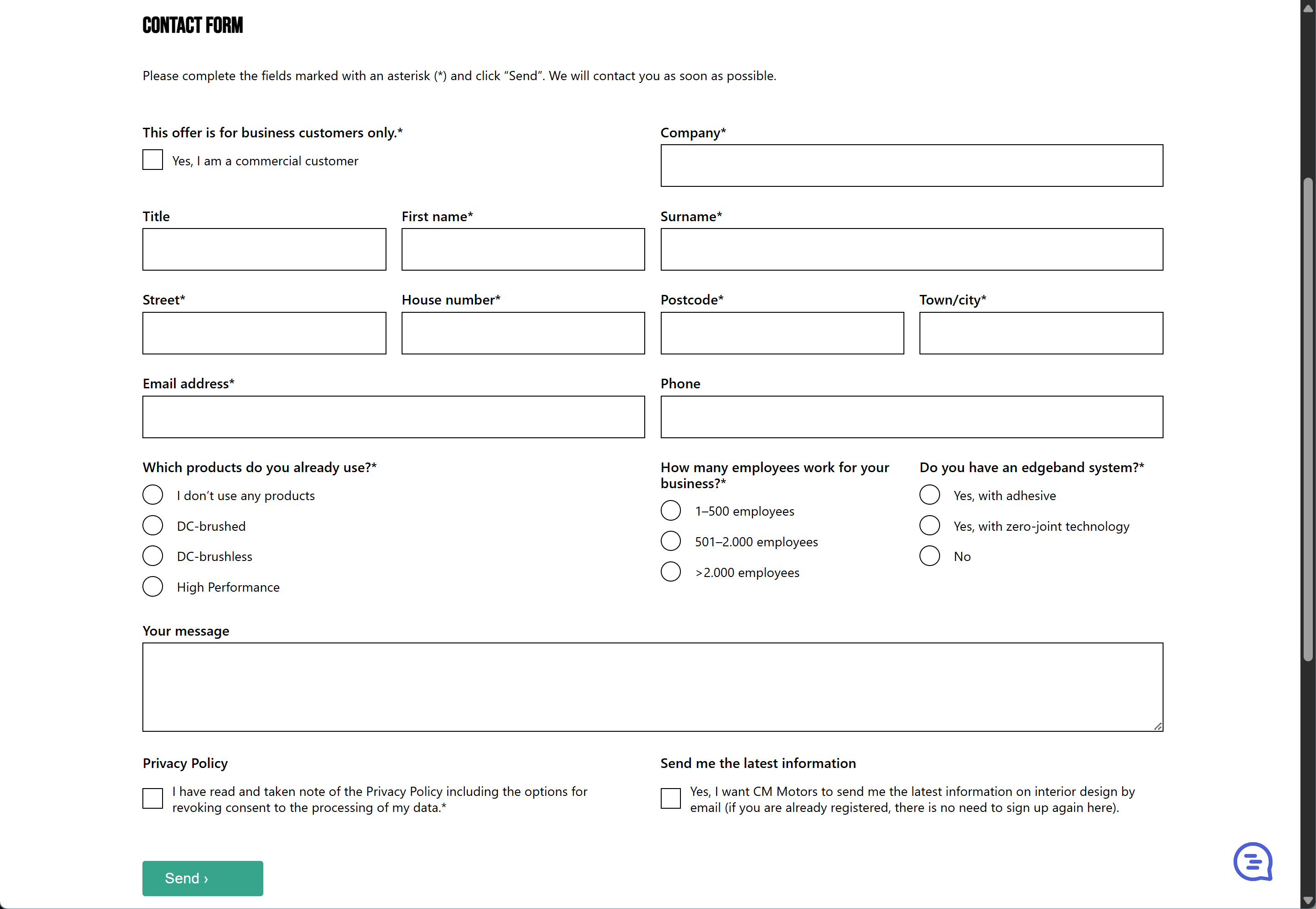 Classic form as part of the customer journey 