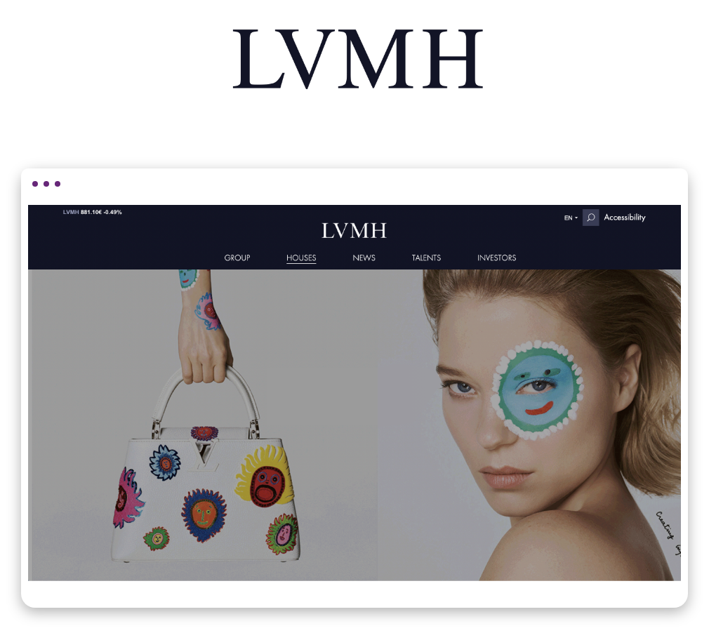 LVMH Desktop-Screenshot Beispiel der Website