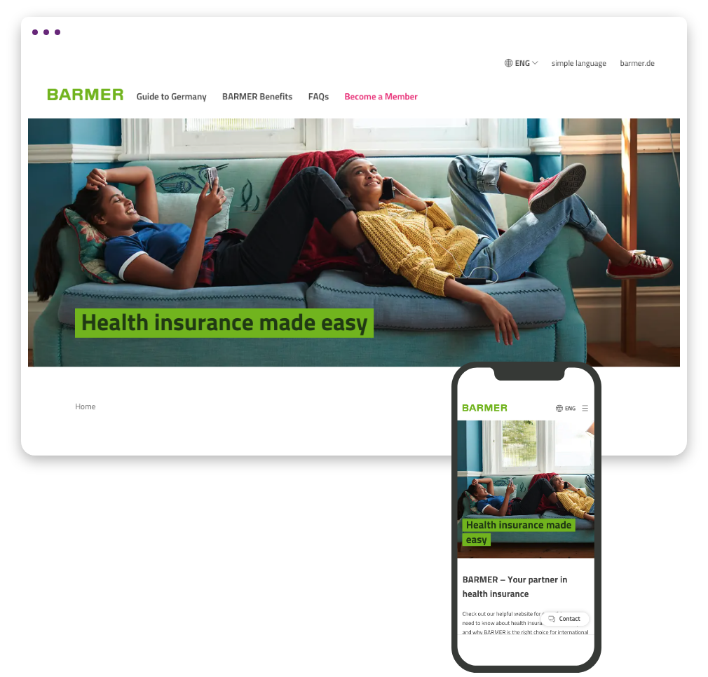BARMER Desktop-Mobile-Seite Screenshot