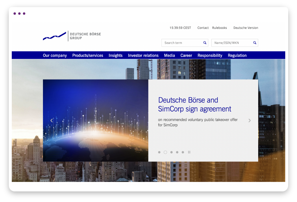 DEUTSCHE BOERSE Desktop-Seite Screenshot