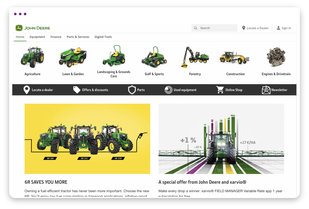 JOHN DEERE Desktop-Seite Screenshot
