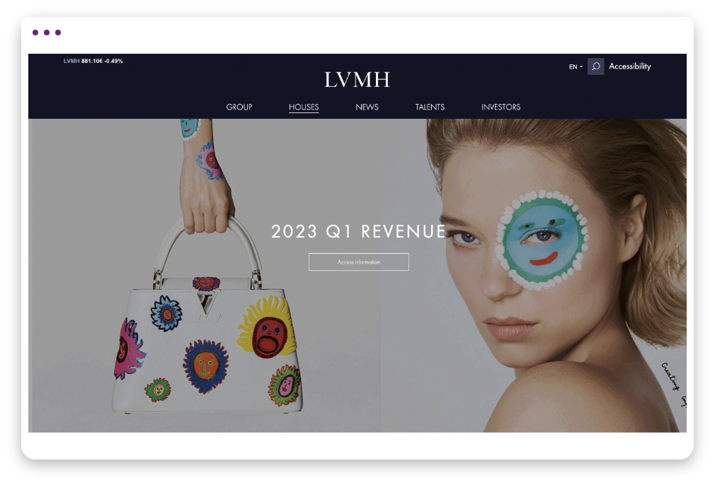 LVMH Desktop-Seite Screenshot