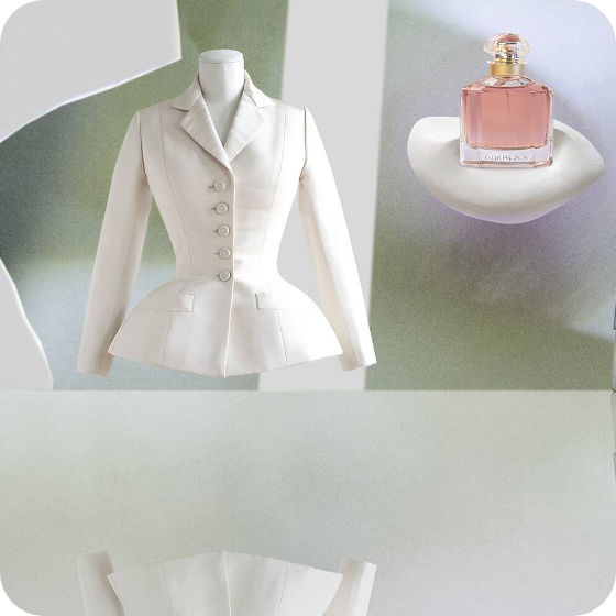 LVMH perfume white jacket square 
