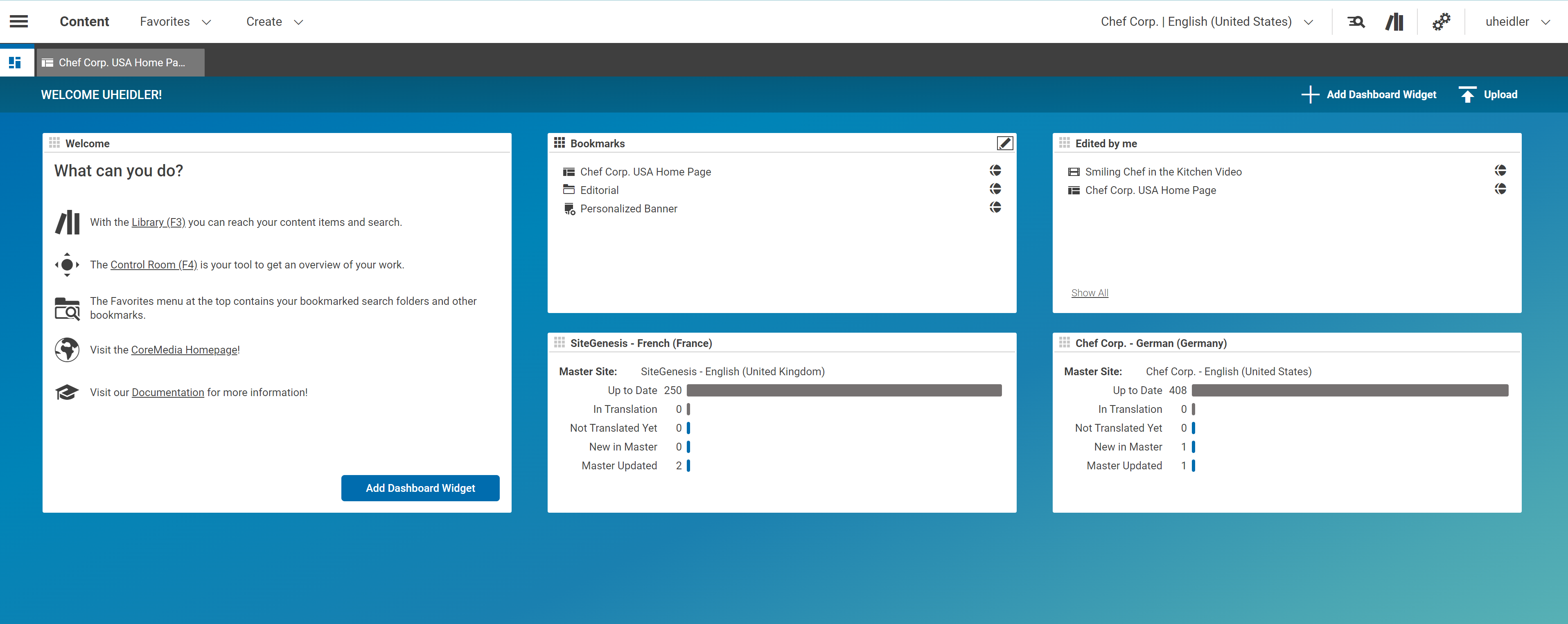 Figure 1: CoreMedia Studio Dashboard