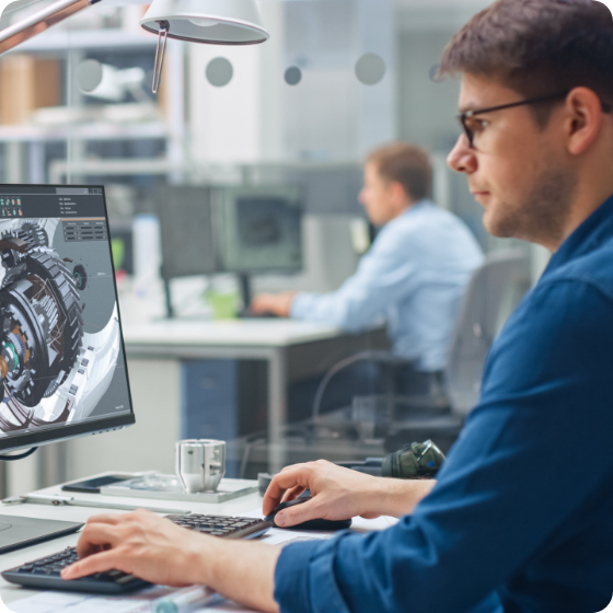 Man working on a computer